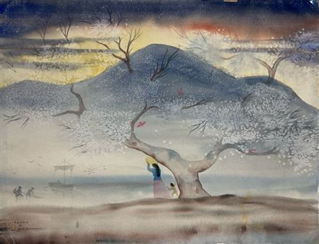 "FIGURES UNDER CHERRY BLOSSOM TREE"