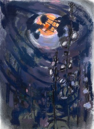 Flower Garden at Night (Red Moon) by Piroska Szanto - Auction record, sale price, and art valuation. Compare with similar artists and explore comparable artworks.