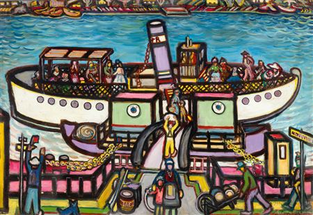 Boat Harbour, 1945 by Ferenc Bolmanyi - Auction record, sale price, and art valuation. Compare with similar artists and explore comparable artworks.