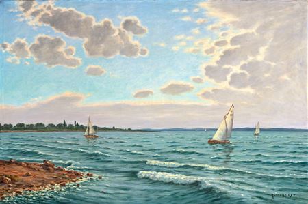 Lake Balaton with Sailing Boats