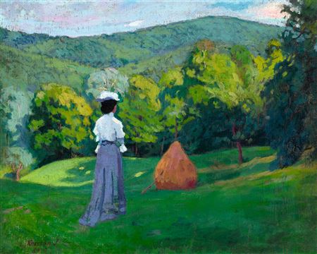 Lady with Hat at Nagybánya, 1907 by Janos Krizsan - Auction record, sale price, and art valuation. Compare with similar artists and explore comparable artworks.