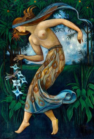 Art Nouveau Female Nude (Bluebell, Stars, Dragonfly…), 1917