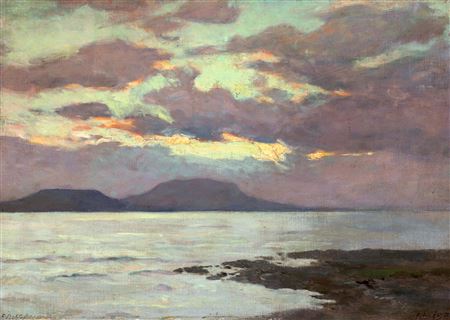 Sunset at Lake Balaton (Badacsony) by Aladar Edvi-Illes - Auction record, sale price, and art valuation. Compare with similar artists and explore comparable artworks.