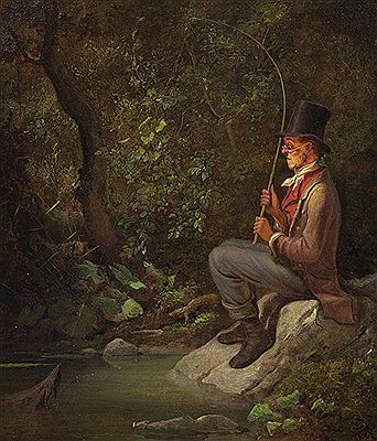 The angler at the forest stream , 1844.