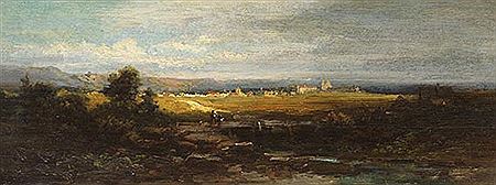 Flat landscape in the foothills , around 1870.