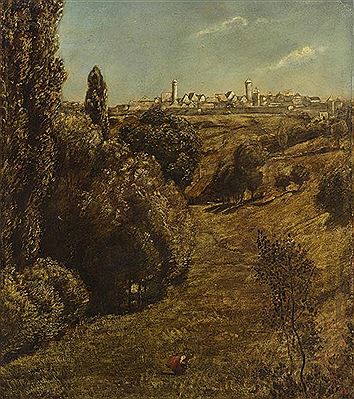 Taubertal with a view of Rothenburg , 1882.