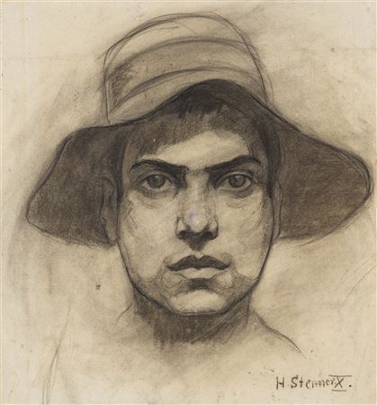 Man's head with hat , 1910.