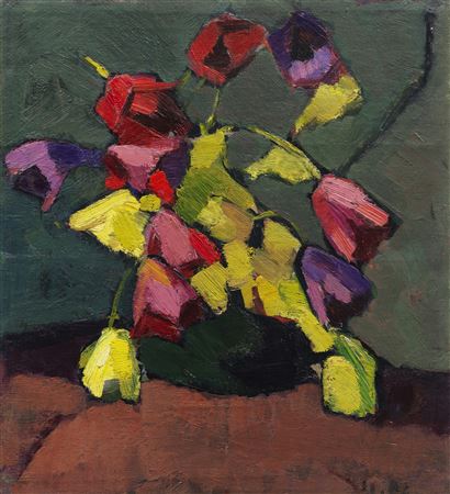Tulips in a green vase , 1912.