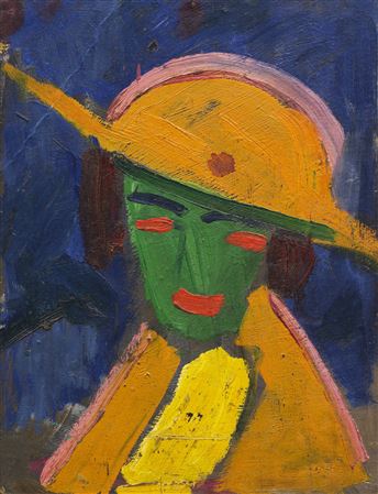 Green woman with yellow hat I , 1913.