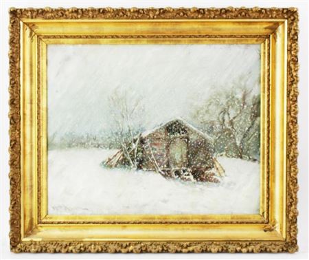 Snow Scene with Cabin