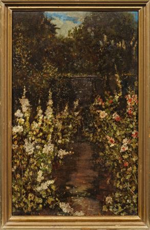 Gartenstillleben mit Malven