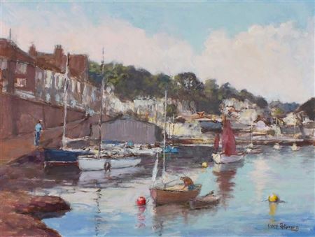 OLD NEWLYN HARBOUR - PREPARING TO SAIL by Vince Peterson - Auction record, sale price, and art valuation. Compare with similar artists and explore comparable artworks.