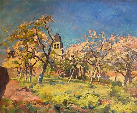 Belgium Apple trees in bloom, 1943