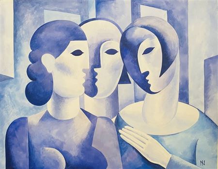 Surrealist composition with three figures, circa 1927-1928 by Ishmael Nery - Auction record, sale price, and art valuation. Compare with similar artists and explore comparable artworks.