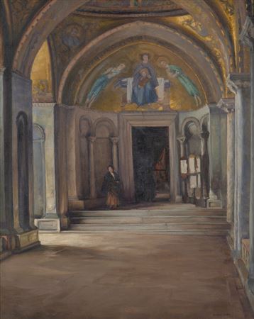 Church Scene with Figure by Herbert Rose - Auction record, sale price, and art valuation. Compare with similar artists and explore comparable artworks.