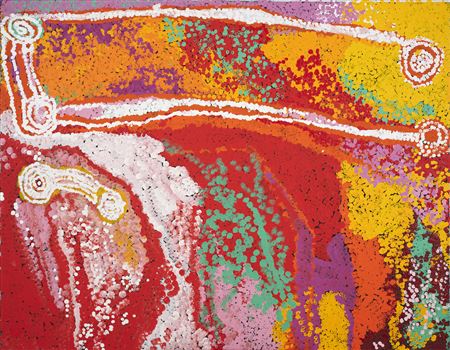 Sample artwork by Myra Cook (Born 1932), known for aboriginal painting - View similar artists and auction records