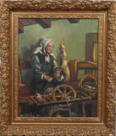 Tpinner at the spinning wheel