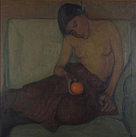 Half-figure female nude with orange by Adolf Holzmann - Auction record, sale price, and art valuation. Compare with similar artists and explore comparable artworks.