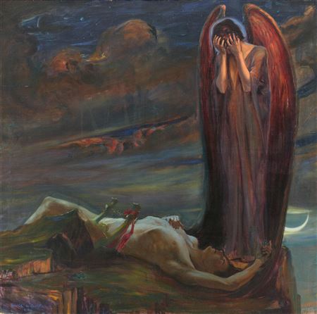 L'Ange pleure la Mort d'Orphée tué par les Ménades