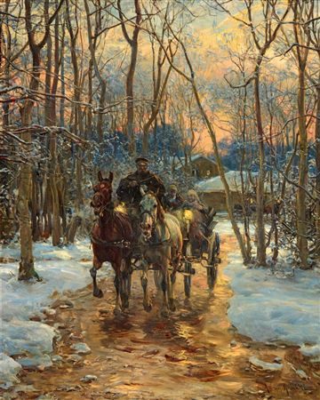 Ride in the twilight by Alfred von Wierusz-Kowalski - Auction record, sale price, and art valuation. Compare with similar artists and explore comparable artworks.