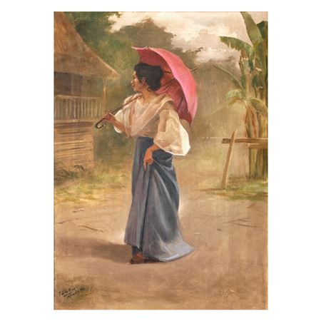 Filipina with Red Parasol
