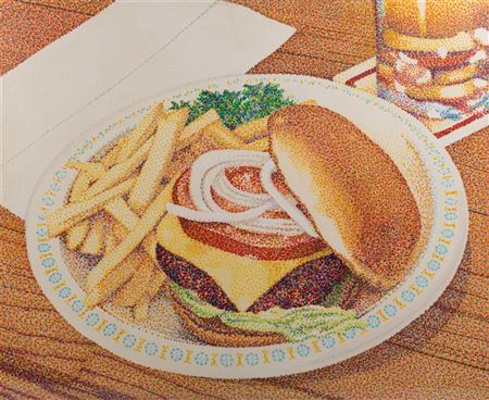 Cheeseburger, 1986 by Jerry Wilkerson - Auction record, sale price, and art valuation. Compare with similar artists and explore comparable artworks.