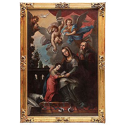 THE EDUCATION OF THE VIRGIN by Miguel Cabrera - Auction record, sale price, and art valuation. Compare with similar artists and explore comparable artworks.