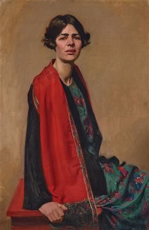 The Red Scarf by Jean P Sutherland - Auction record, sale price, and art valuation. Compare with similar artists and explore comparable artworks.