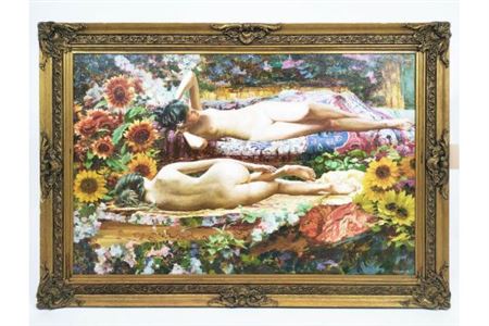 'Young women and sunflowers'