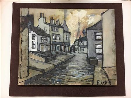 Haworth street scene by Tom Durkin - Auction record, sale price, and art valuation. Compare with similar artists and explore comparable artworks.