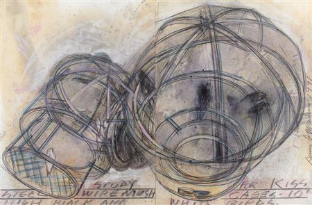 Kiss. Steel Wire Mesh Cages-10' High Black and White Birds by Dennis Allan Oppenheim - Auction record, sale price, and art valuation. Compare with similar artists and explore comparable artworks.