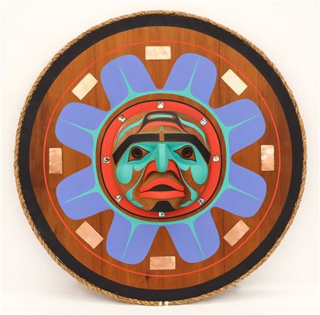 ''Bella Coola Moon'' 2019 Painted Cedar Mask