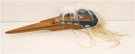 ''Blue Heron'' 2009 Painted Cedar Mask