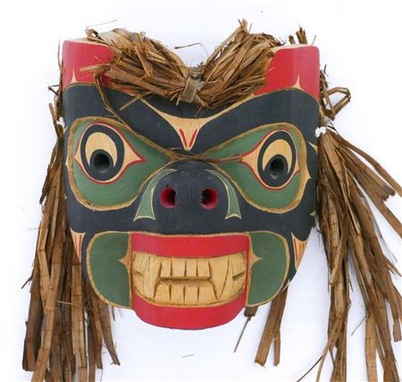 ''Bear Mask'' Painted Cedar Mask