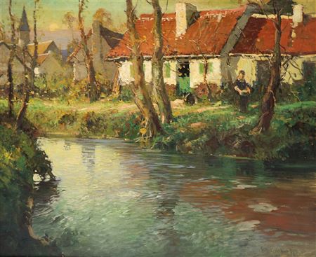 ''Sunset Stream in Normandy''