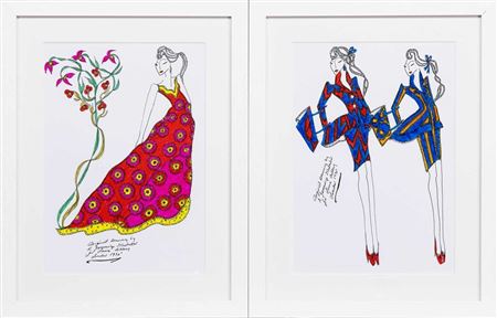 TWO ORIGINAL ILLUSTRATIONS OF DESIGNS FOR LAURA ASHLEY