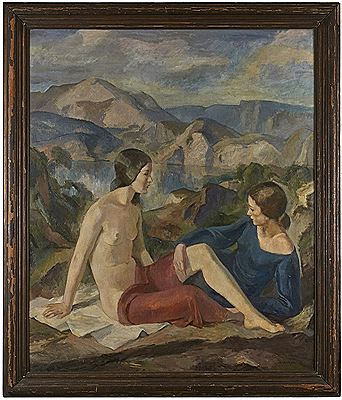 Two Women in a Mountain Landscape by Karl Schlageter - Auction record, sale price, and art valuation. Compare with similar artists and explore comparable artworks.
