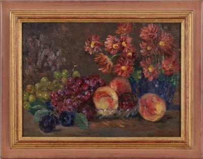 Still Life with Grapes, Peaches and Flowers by Eugenie Dillmann - Auction record, sale price, and art valuation. Compare with similar artists and explore comparable artworks.