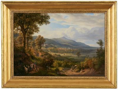 View from the Vineyard to Seeheim-Jugenheim with the Castle, in the Background the Melibokus by Johann Heinrich Schilbach - Auction record, sale price, and art valuation. Compare with similar artists and explore comparable artworks.