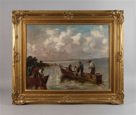 Fishermen of Lake Chiemsee Sunny by Alfred Zimmermann - Auction record, sale price, and art valuation. Compare with similar artists and explore comparable artworks.