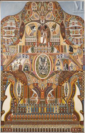 Symbolic and decorative composition on Upper and Lower Egypt