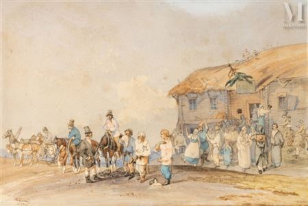 Scene of jubilation (1859) by Nikolai Rybinskii - Auction record, sale price, and art valuation. Compare with similar artists and explore comparable artworks.