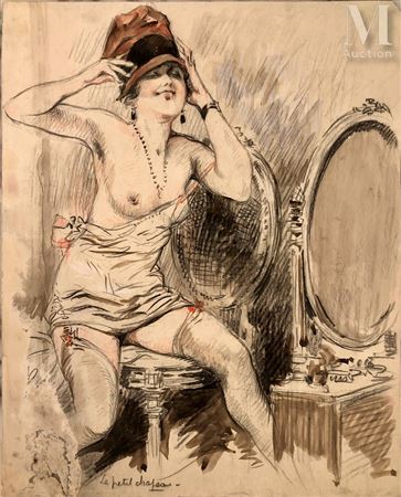 The little hat (front) and sketch (back) / The manicure