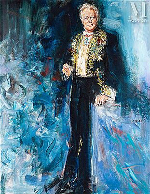 Portrait of Maurice Druon in academician's dress