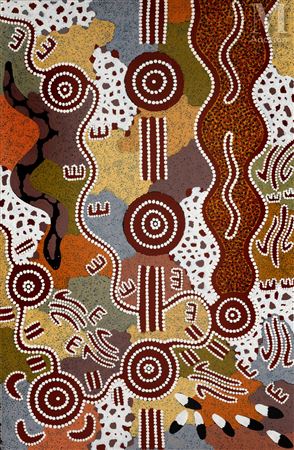 Sample artwork by Michael Nelson Jagamara (c. 1940 - 2021), known for aboriginal art - View similar artists and auction records
