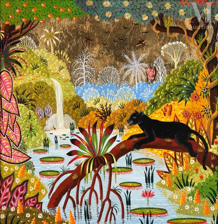 Black Panther at the Cascade by Alain Thomas - Auction record, sale price, and art valuation. Compare with similar artists and explore comparable artworks.