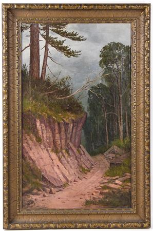 Roadway & Cottonwood Trees on the Columbia River, JE Stuart, 1884