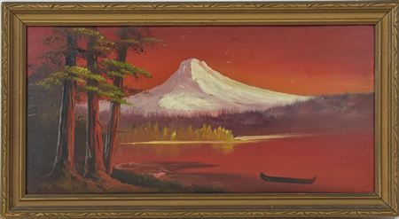 Mt. Hood in the Distance During a Red Sunset or Sunrise