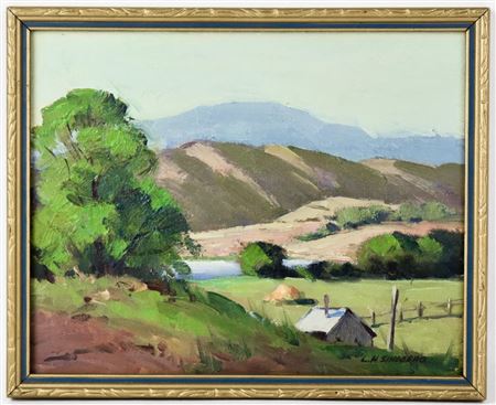 Mountain Landscape with Country Barn Setting in the Foregound