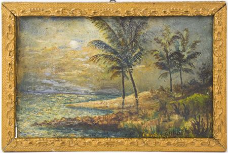 MOONLIT TROPICAL PAINTING